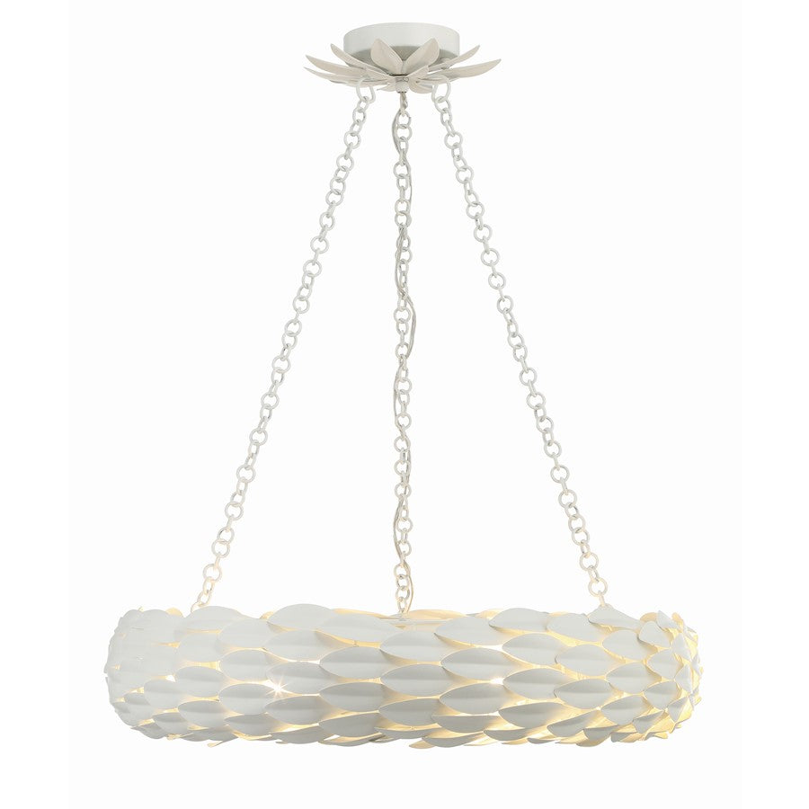 Crystorama Broche 6 Light Pendant, Matte White - 536-MT