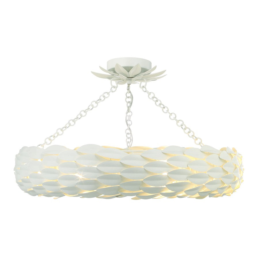 Crystorama Broche 6 Light Semi Flush Mount, Matte White - 536-MT-CEILING