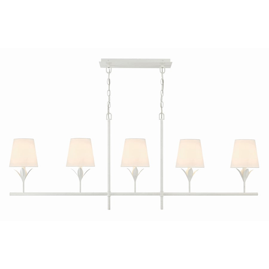 Crystorama Broche 5 Light Chandelier, Matte White/White - 537-MT