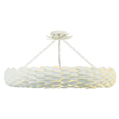 Crystorama Broche 8 Light Semi Flush Mount, Matte White - 538-MT-CEILING