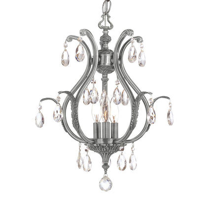 Crystorama Dawson 3 Light Clear Crystal Mini Chandelier, Pewter - 5560-PW-CL-MWP