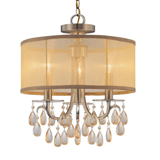 3 Light Crystal Drum Shade Chandelier