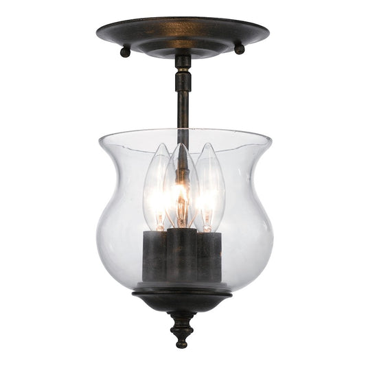 Crystorama Ascott 3 Light Bronze Semi-Flush