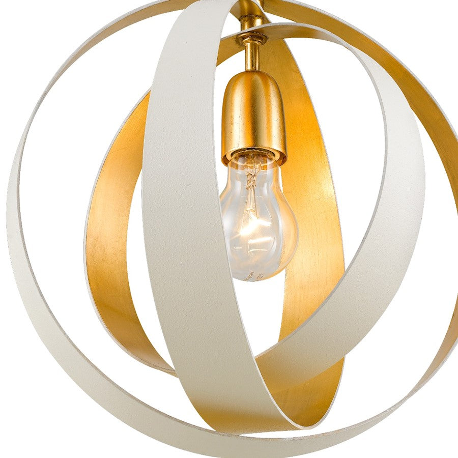 1-Light Sphere Mini Chandelier, White