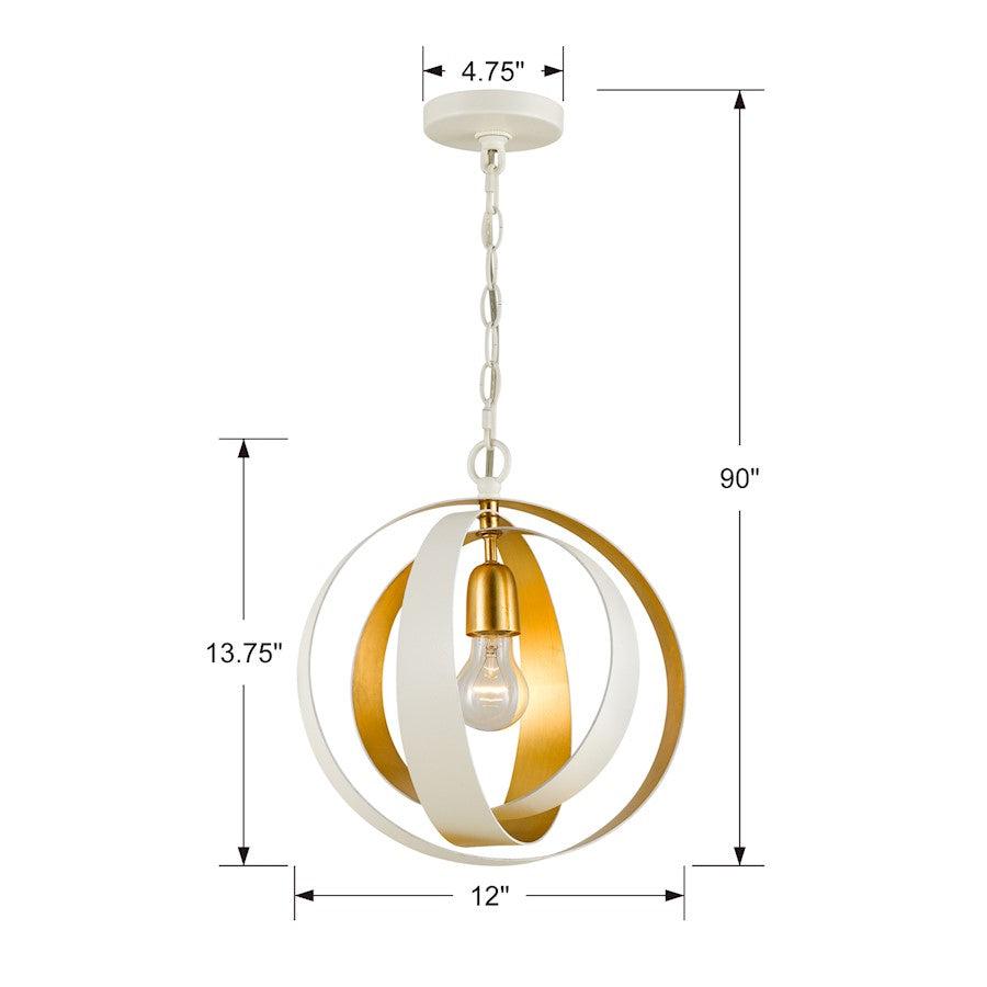 1-Light Sphere Mini Chandelier, White