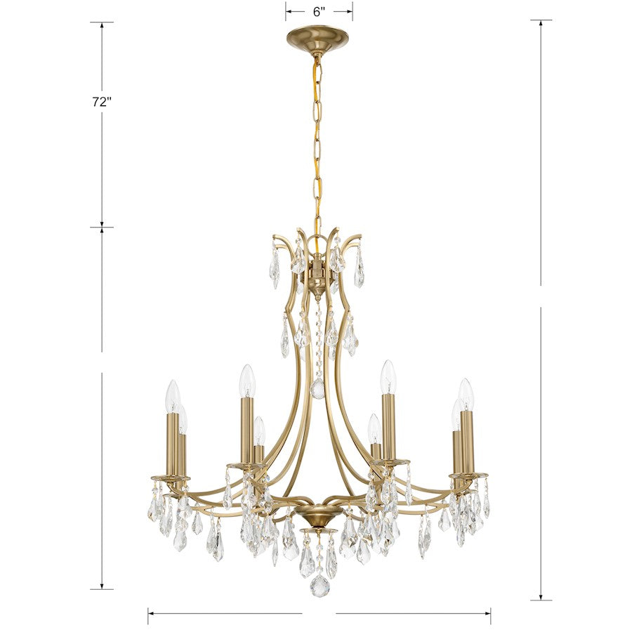 8 Light Chandelier, Vibrant Gold