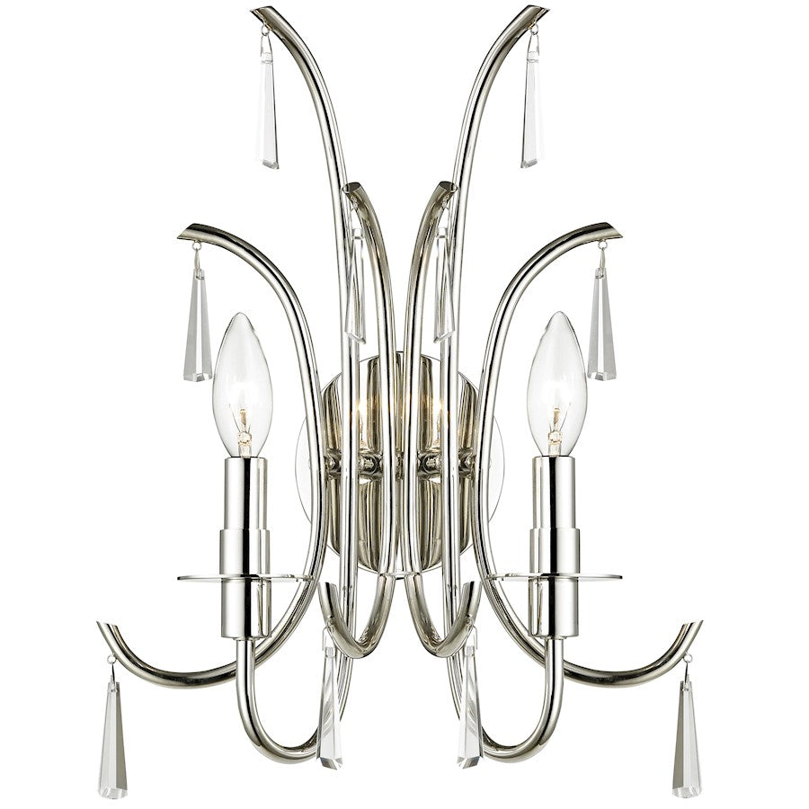 Cody 2 Light Crystal Polished Nickel Sconce