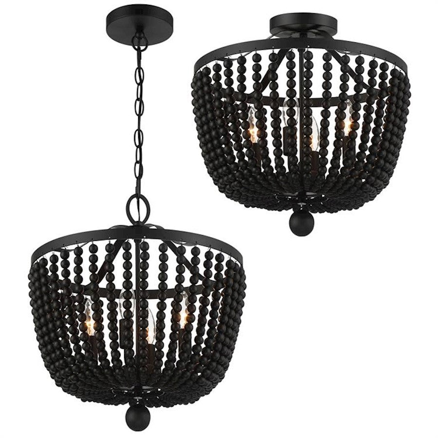 Crystorama Rylee 4 Light Chandelier, Matte Black - 604-MK