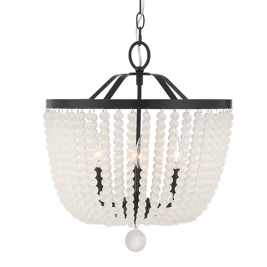 Crystorama Rylee 4 Light Chandelier, Matte Black/Frosted Glass Beads - 604-MK-FR