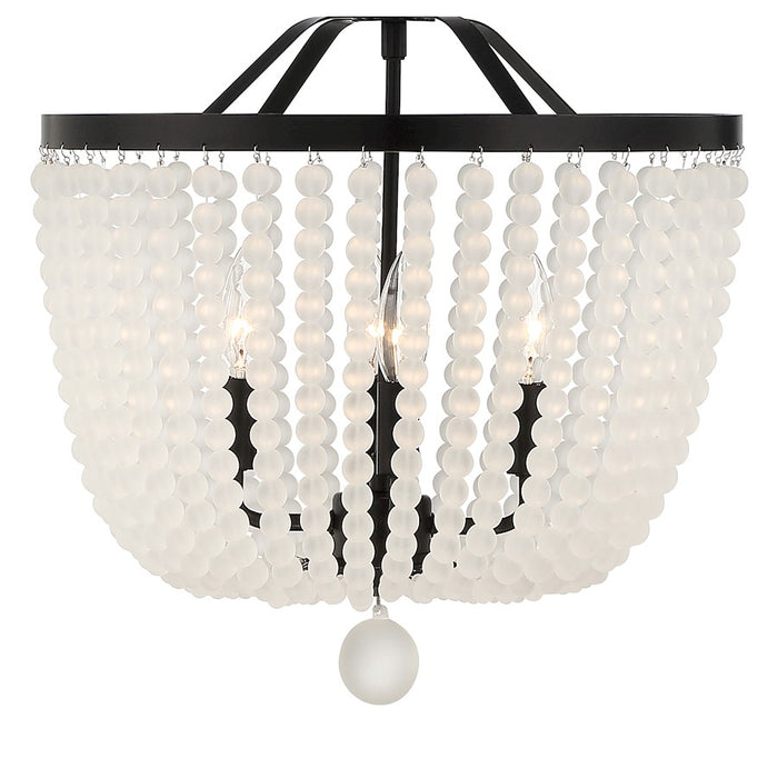 Crystorama Rylee 4 Light Chandelier, Matte Black/Frosted Glass Beads