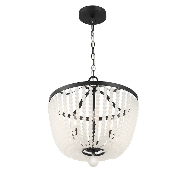 Crystorama Rylee 4 Light Chandelier, Matte Black/Frosted Glass Beads