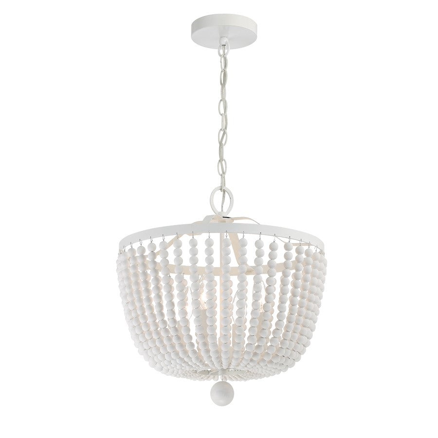 4 Light Chandelier, Matte White