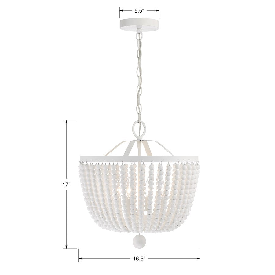 4 Light Chandelier, Matte White