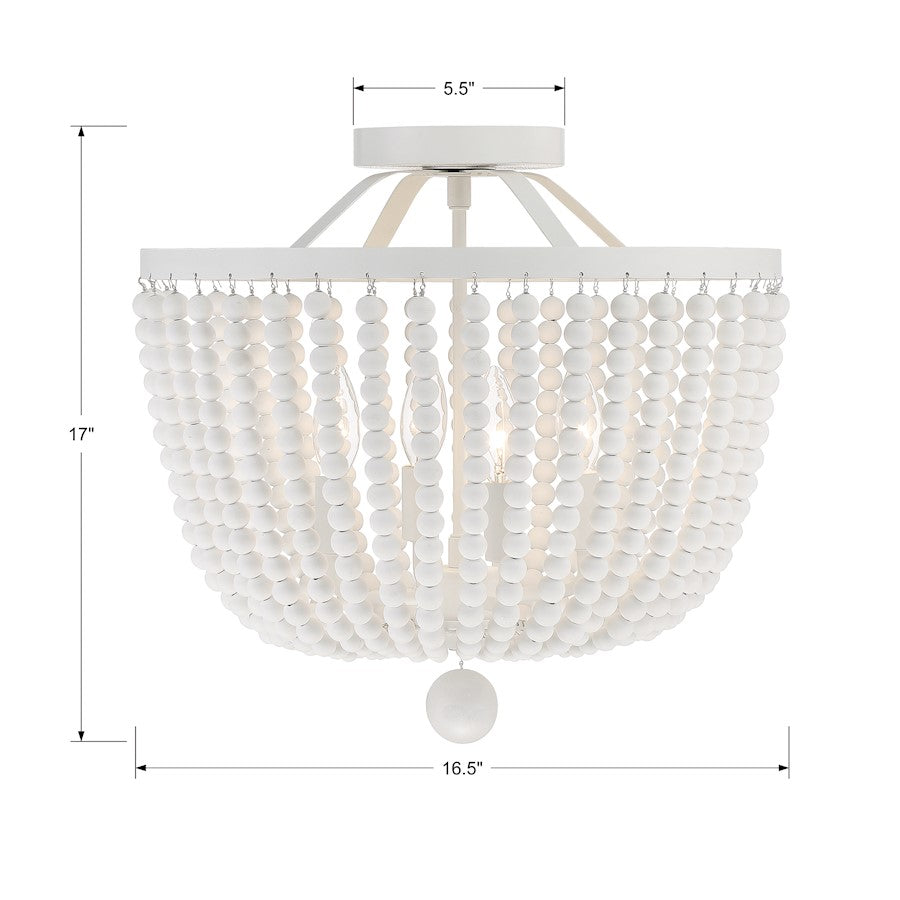 Crystorama Rylee 4 Light Semi Flush Mount, Matte White