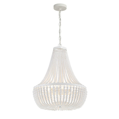 6 Light Chandelier, Matte White