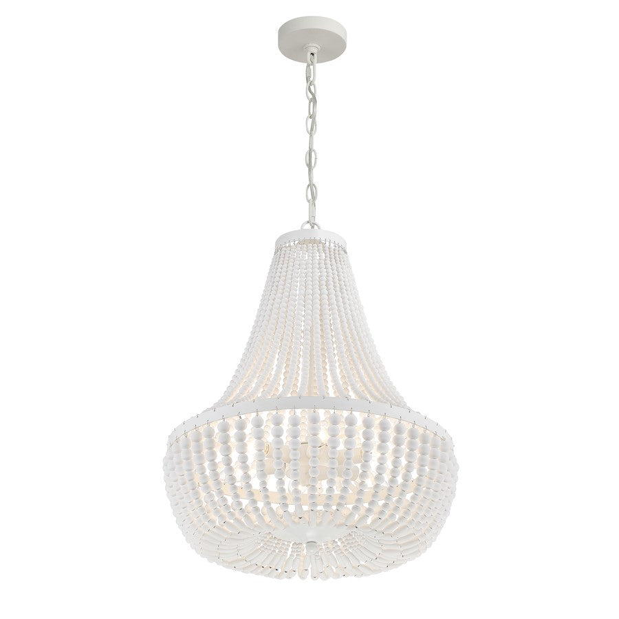 6 Light Chandelier, Matte White