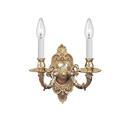 2 Light Polished Brass Cast Brass Wall Mount