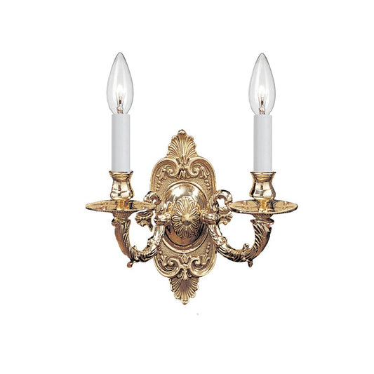 2 Light Polished Brass Cast Brass Wall Mount