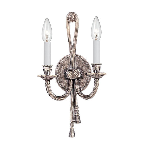 Crystorama Cast Brass 2 Light 8" Wall Sconce, Pewter - 650-PW