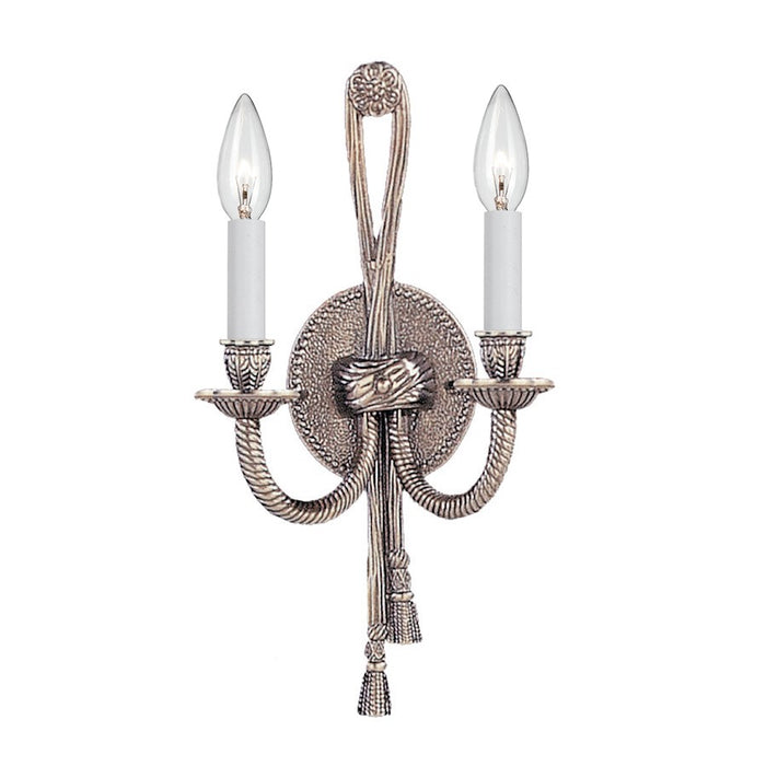 Crystorama Cast Brass 2 Light 8" Wall Sconce, Pewter - 650-PW