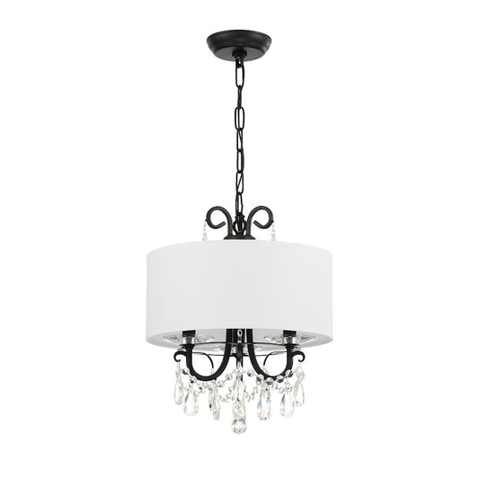 Crystorama Othello 3 Light Mini Chandelier, Matte Black/White - 6623-MK-CL-MWP