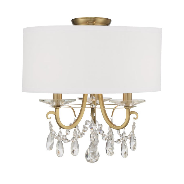 Crystorama Othello 3 Light Semi Flush Mount, Gold/White - 6623-VG-CL-MWP-CEILING