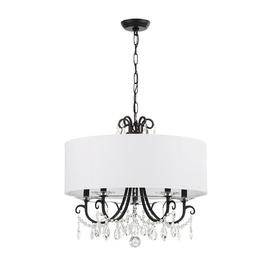 Crystorama Othello 5 Light Chandelier, Matte Black/White - 6625-MK-CL-MWP