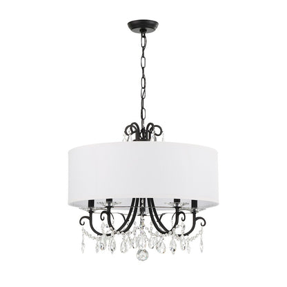 Crystorama Othello 5 Light Chandelier, Matte Black/White - 6625-MK-CL-MWP