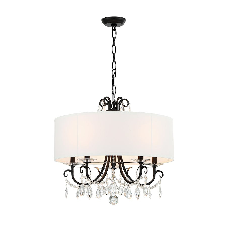 5 Light Chandelier, Matte Black