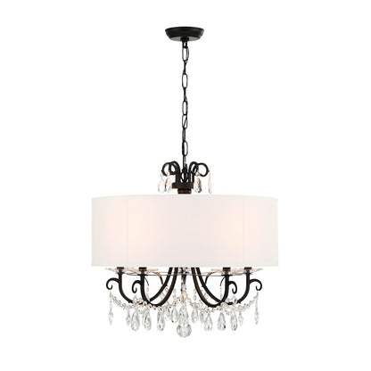 5 Light Chandelier, Matte Black