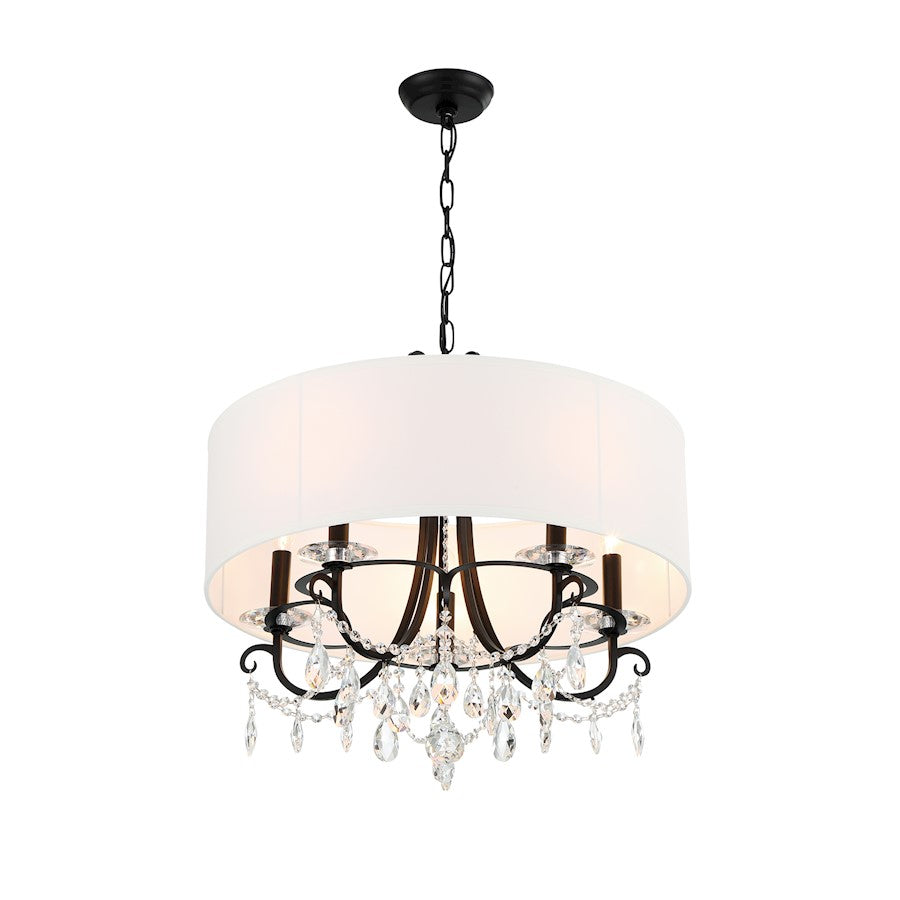 5 Light Chandelier, Matte Black