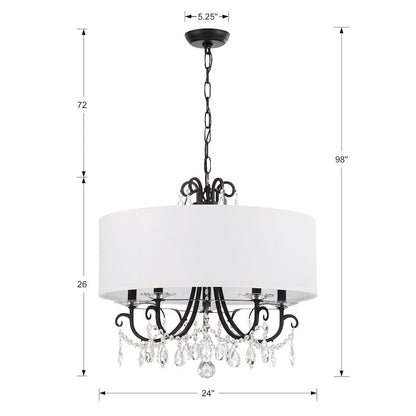 5 Light Chandelier, Matte Black