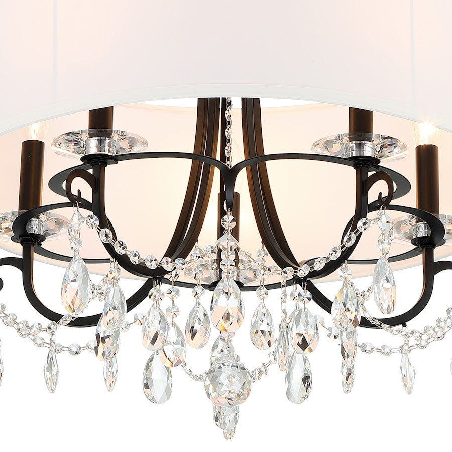 5 Light Chandelier, Matte Black