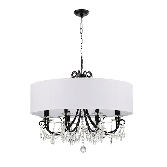 Crystorama Othello 8 Light Chandelier, Matte Black/White - 6628-MK-CL-MWP