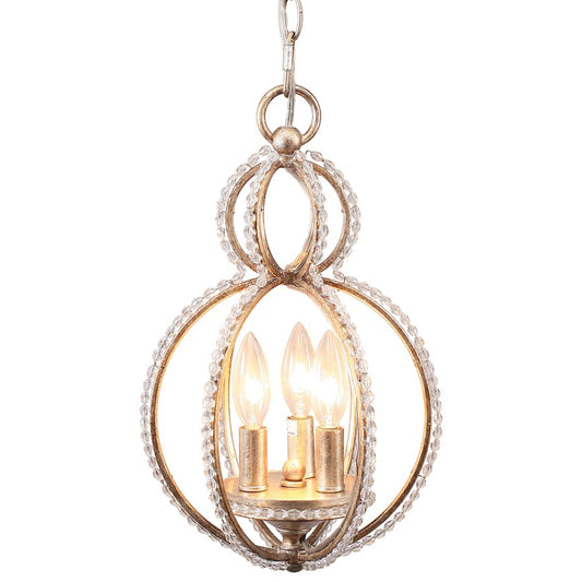 3 Light Crystal Bead Mini Chandelier