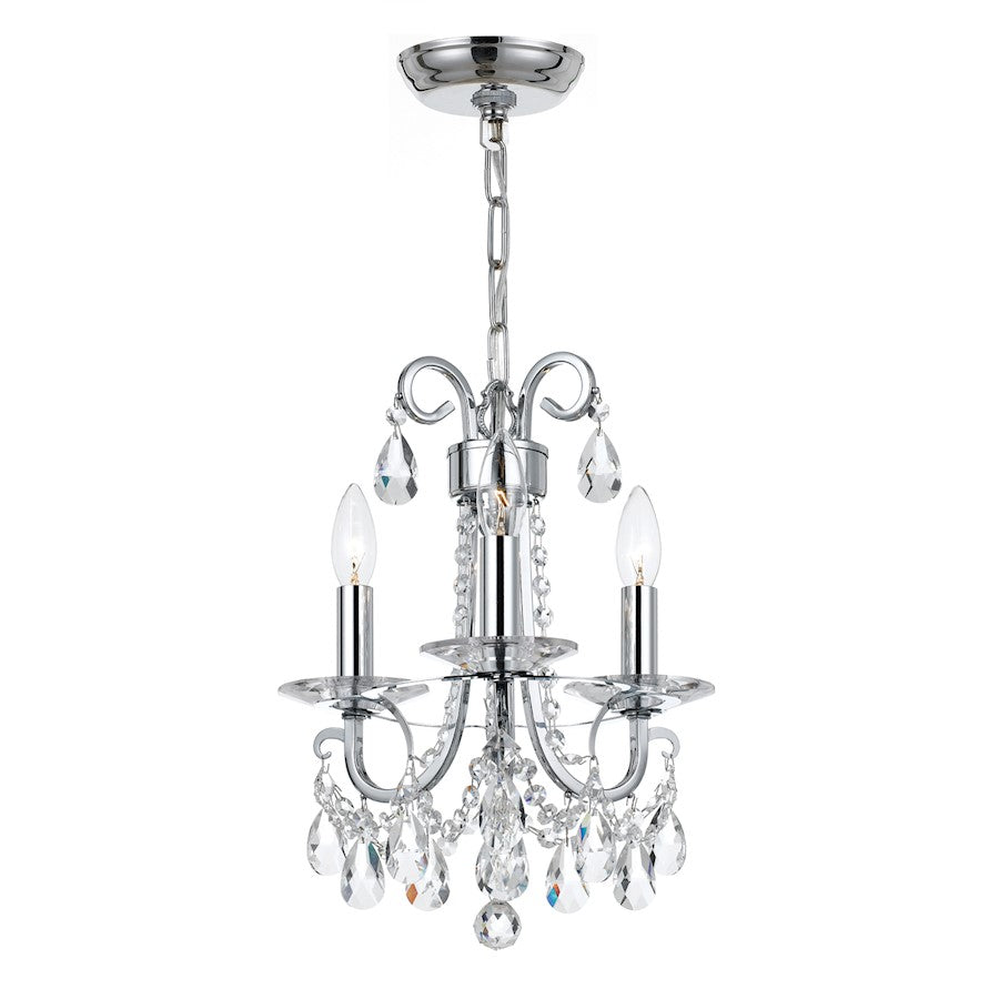 3 Light Clear Crystal Mini Chandelier, Chrome