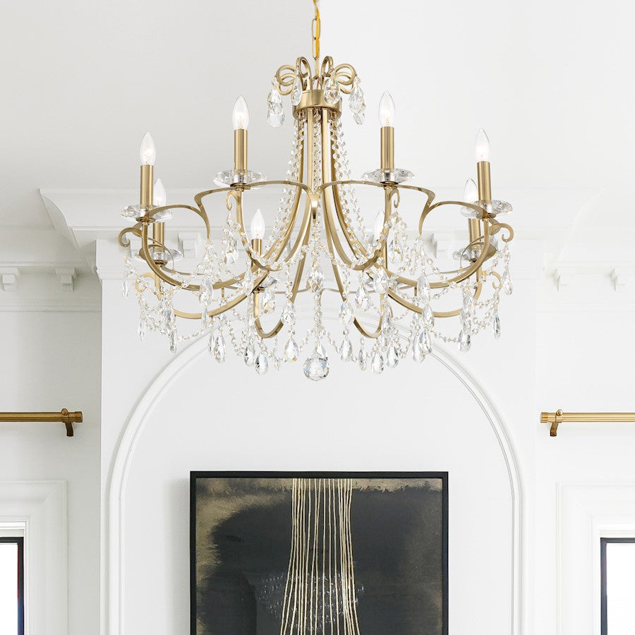 8 Light Chandelier, Vibrant Gold