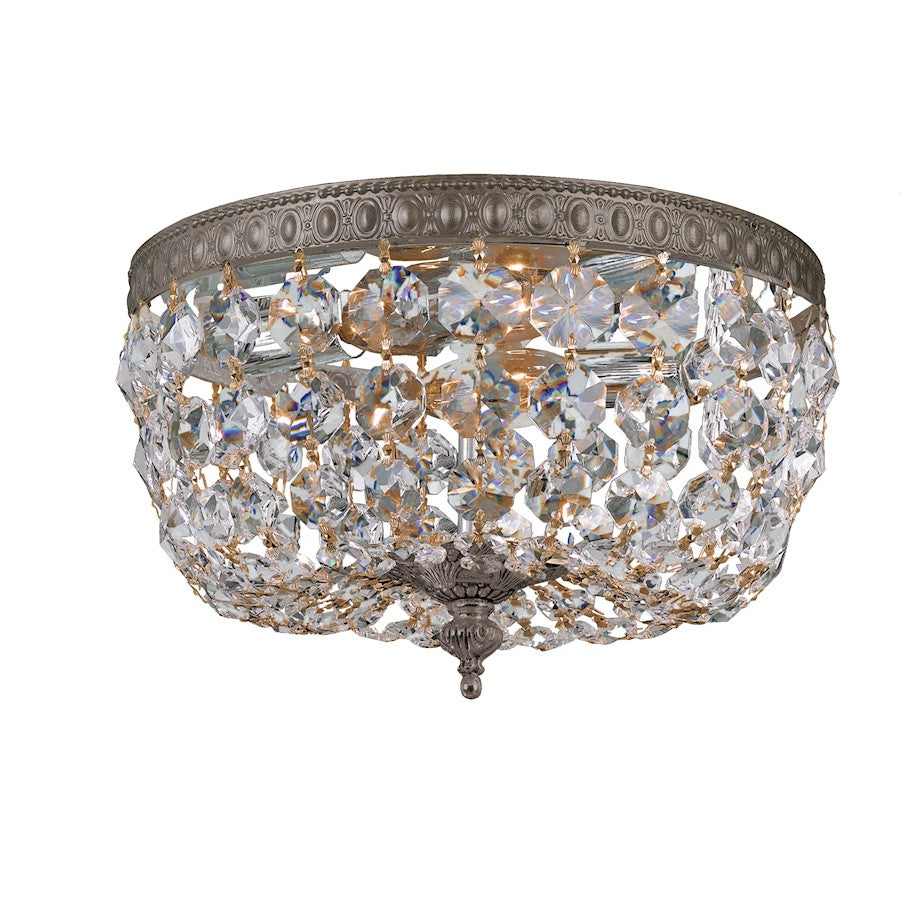 Crystorama 2 Light Clear Italian Crystal Ceiling Mount, Bronze - 710-EB-CL-I