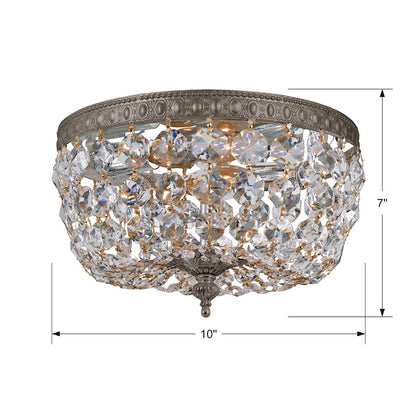 Crystorama 2 Light Clear Italian Crystal Ceiling Mount, Bronze