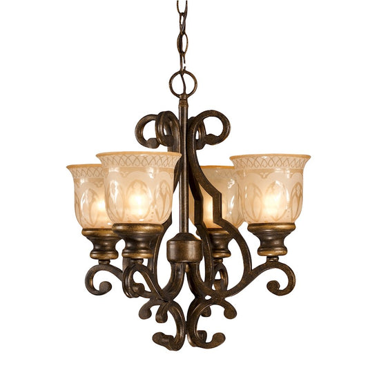 Crystorama Norwalk 4 Light Mini Chandelier, Bronze - 7404-BU