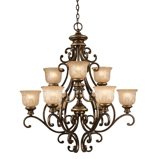 9 Light Bronze Umber Chandelier