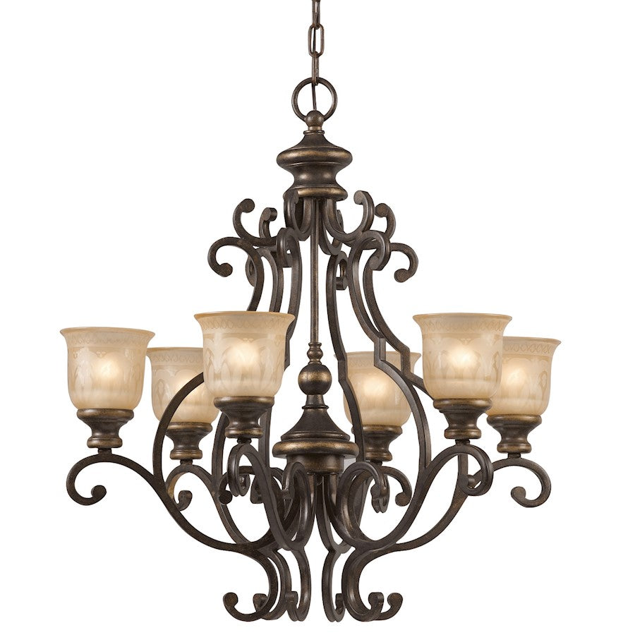 Crystorama Norwalk 6 Light Chandelier, Bronze Umber - 7416-BU