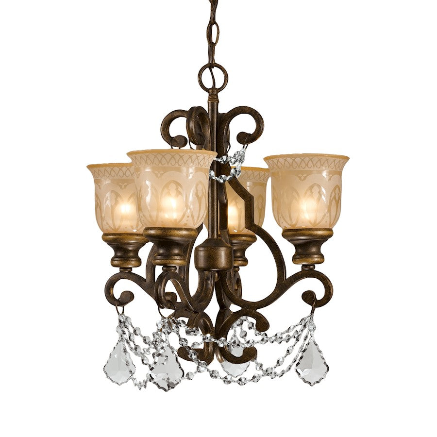 Crystorama Norwalk 4 Light Crystal Mini Chandelier, Bronze - 7504-BU-CL-MWP