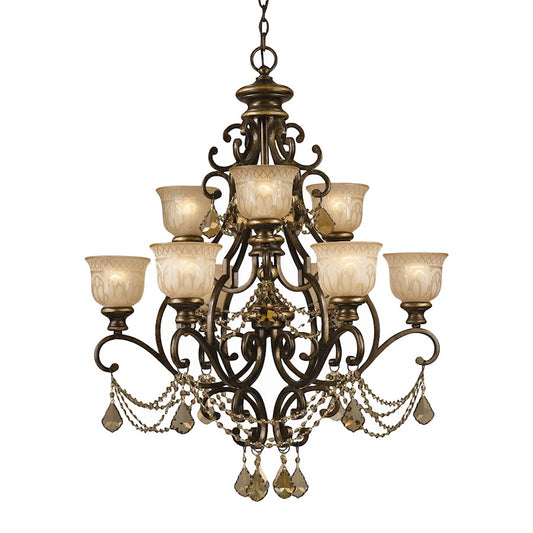 Crystorama Norwalk 9-LT GT Swarovski Strass Chandelier, Bronze - 7509-BU-GT-S