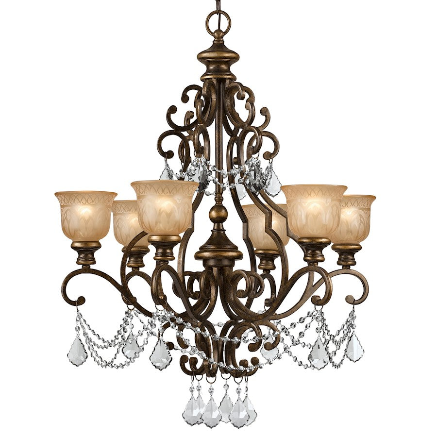 Crystorama Norwalk 6-LT Italian Crystal Chandelier, Bronze Umber - 7516-BU-CL-I