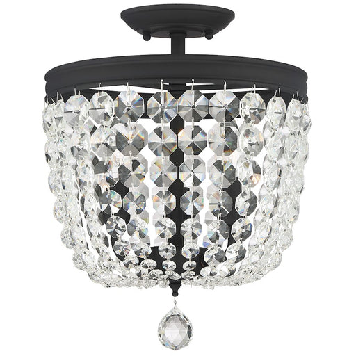 Crystorama Archer 3 Light Crystal Ceiling Mount, Black Forged - 783-BF-CL-SAQ