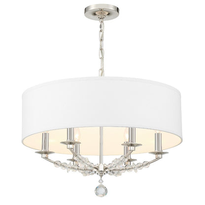 6 Light Chandelier, Polished Nickel