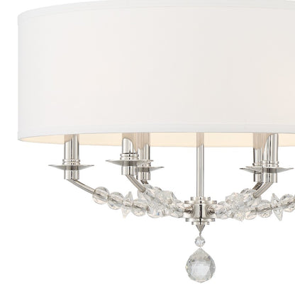 6 Light Chandelier, Polished Nickel