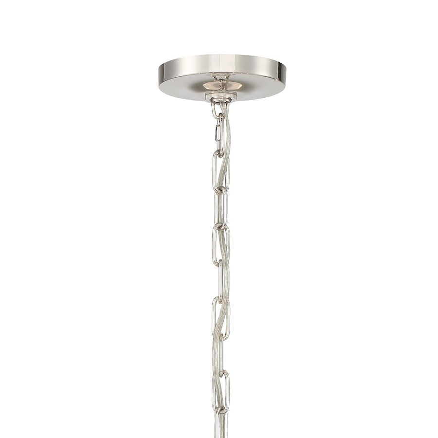 6 Light Chandelier, Polished Nickel