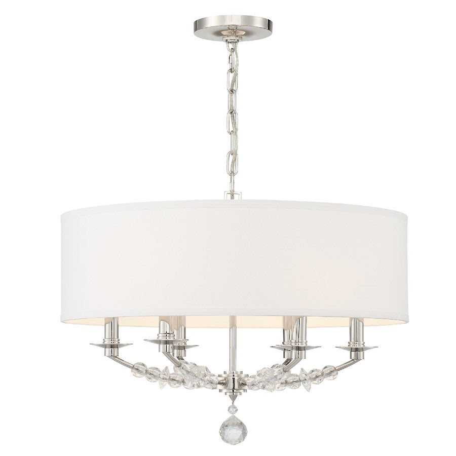 6 Light Chandelier, Polished Nickel